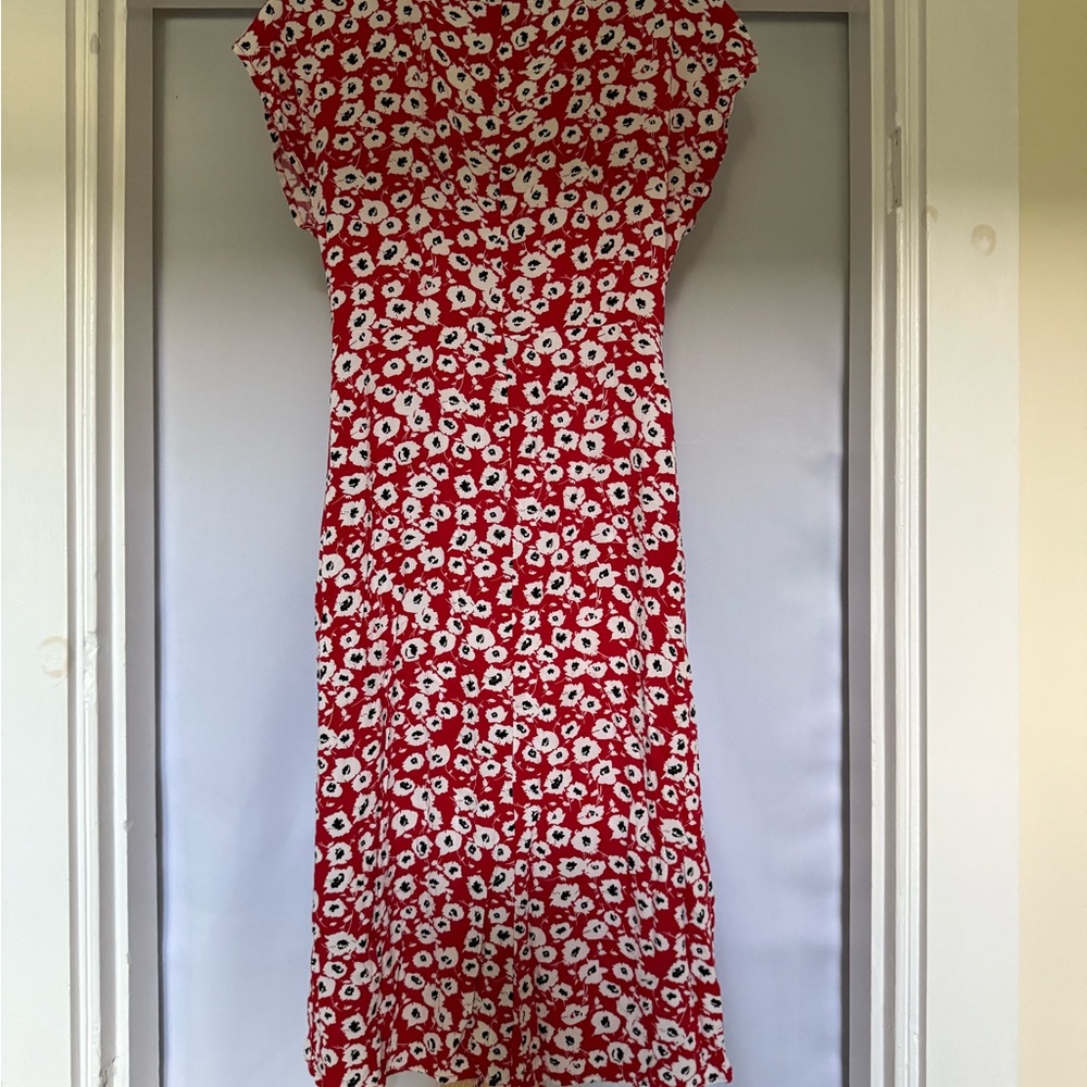 Mango Red Floral Midi Dress